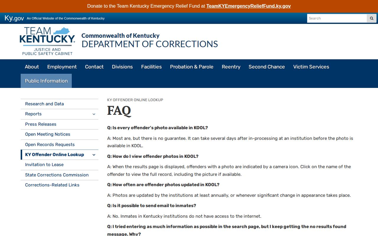 Kentucky DOC KOOL FAQ
